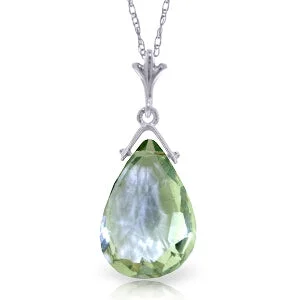 bohemian totem necklace-5.1 Carat 14K Solid White Gold Necklace Briolette Green Amethyst