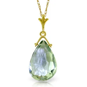 bold pentagonal topaz necklace-5.1 Carat 14K Solid Yellow Gold Necklace Briolette Green Amethyst