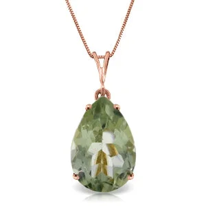 bold pentagonal topaz necklace-5 Carat 14K Solid Rose Gold Necklace Natural Green Amethyst