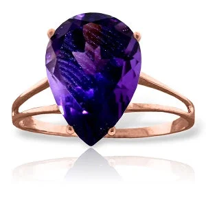 boho-inspired lapis lazuli necklace-5 Carat 14K Solid Rose Gold Sensuality Purple Amethyst Ring