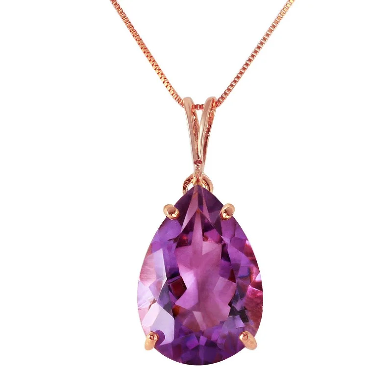 bold opal summit peak necklace-5 Carat 14K Solid Rose Gold Teardrop Amethyst Necklace