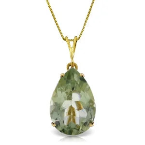 art deco jade necklace-5 Carat 14K Solid Yellow Gold Necklace Natural Green Amethyst