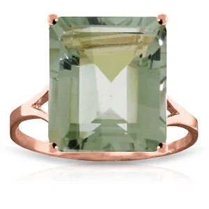 minimalist peak crest necklace-6.5 Carat 14K Solid Rose Gold Ring Natural Octagon Green Amethyst