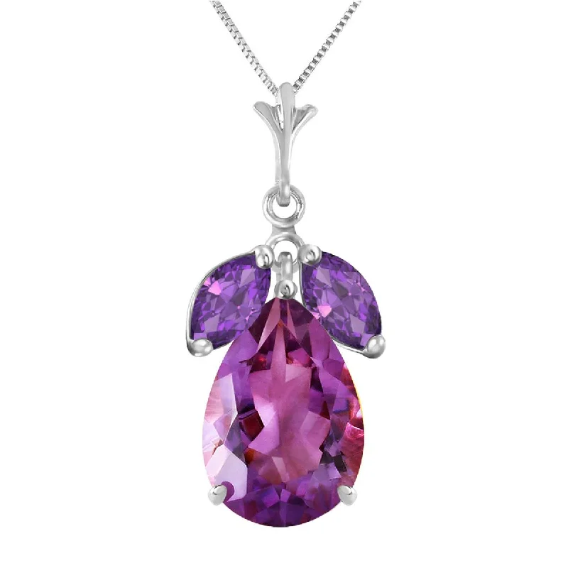 detailed filigree sapphire necklace-6.5 Carat 14K Solid White Gold Enduring Flame Amethyst Necklace