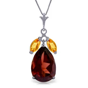 minimalist ridge peak necklace-6.5 Carat 14K Solid White Gold Read My Lips Garnet Citrine Necklace