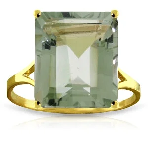 vintage-style opal necklace-6.5 Carat 14K Solid Yellow Gold Ring Natural Octagon Green Amethyst