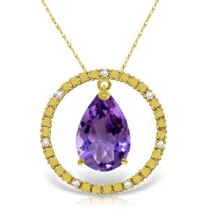 bold ruby summit peak necklace-6.6 Carat 14K Solid Yellow Gold Diamond Amethyst Circle Of Love Necklace