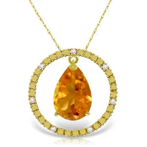 bohemian peak summit necklace-6.6 Carat 14K Solid Yellow Gold Diamond Citrine Circle Of Love Necklace