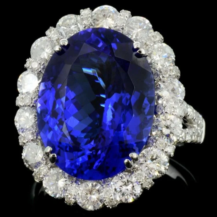 inscribed lineage ring-9.58 Tanzanite and 2.62 Diamond 18K White Gold Ladies Ring by Michael Christoff