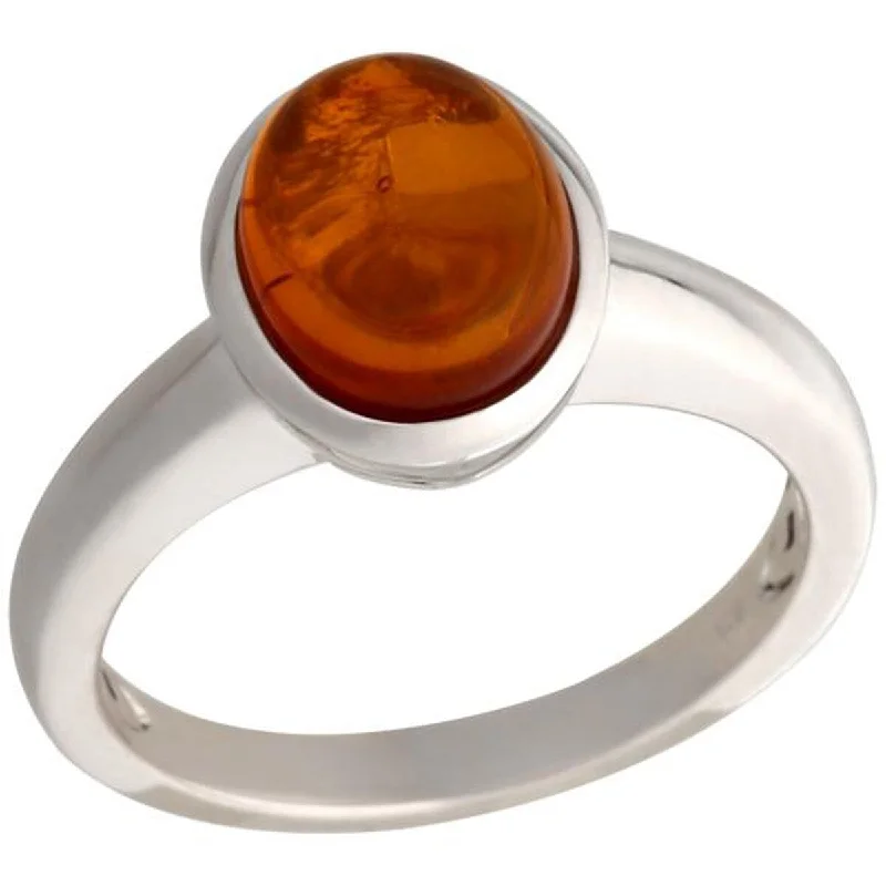 vintage-style ruby ring-925 Sterling Silver Baltic Amber Solitaire Ring