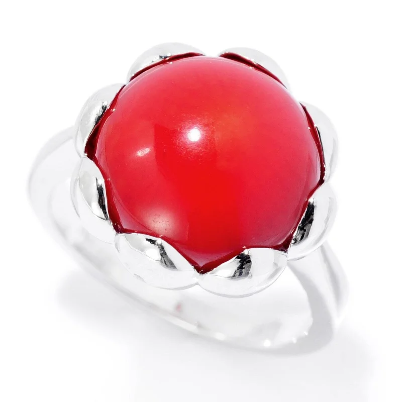 adjustable blaze ring-925 Sterling Silver Bamboo Coral Gemstone Solitaire Ring