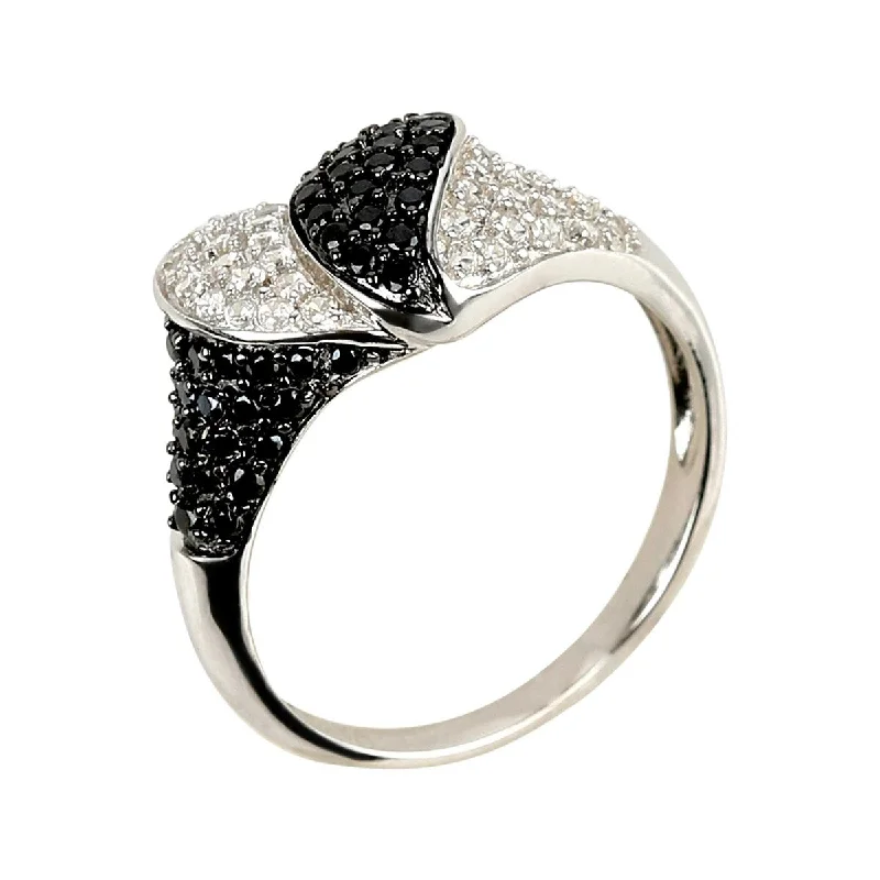 bold emerald summit peak ring-925 Sterling Silver Black Spinel and White Natural Zircon Ring