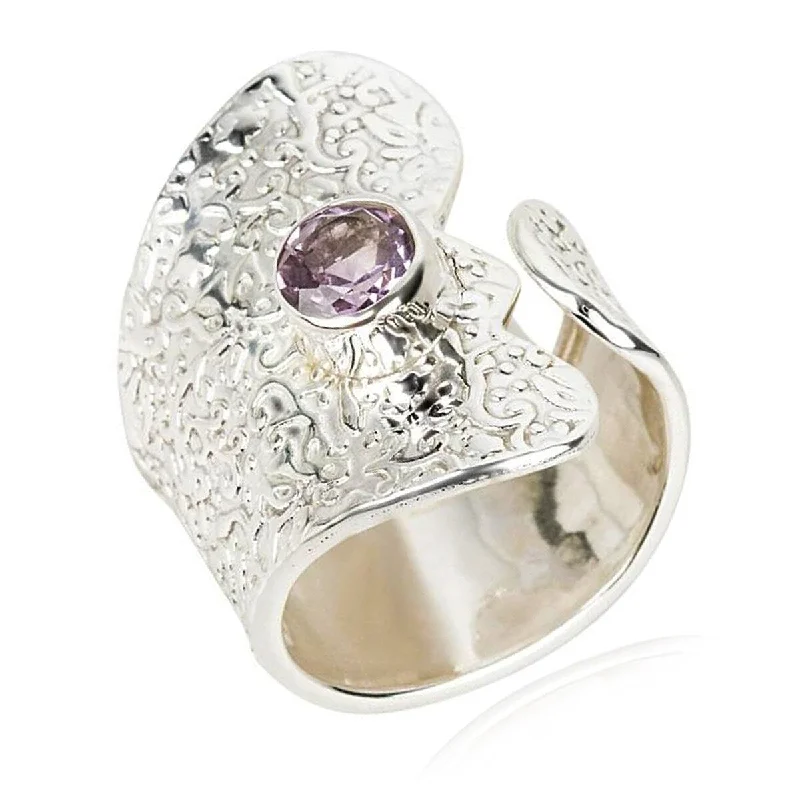 inscribed forever ring-925 Sterling Silver Brazilian Amethyst Gemstone Band Ring