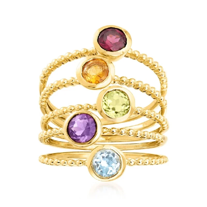 bold emerald summit peak ring-925 Sterling Silver Citrine,Red Garnet,Peridot,Sky Blue Topaz,African Amethyst Ring