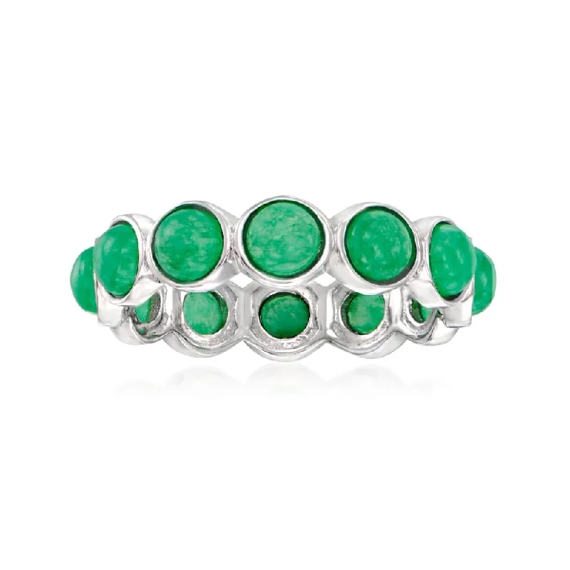 raw turquoise cluster ring-925 Sterling Silver Dyed Green Jade Gemstone Band Ring