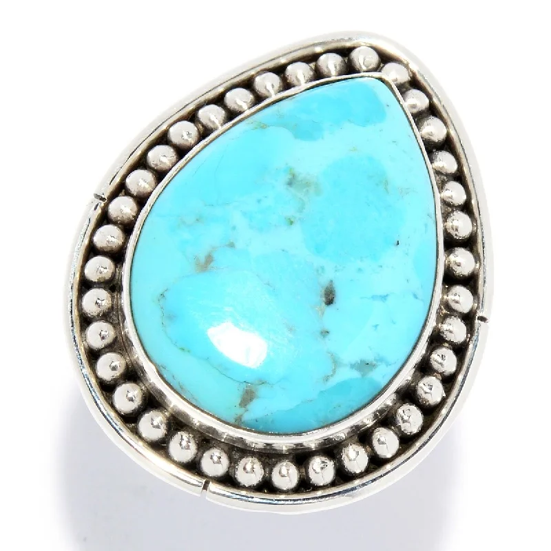 polished silver stellar ring-925 Sterling Silver Kingman Turquoise Solitaire Ring