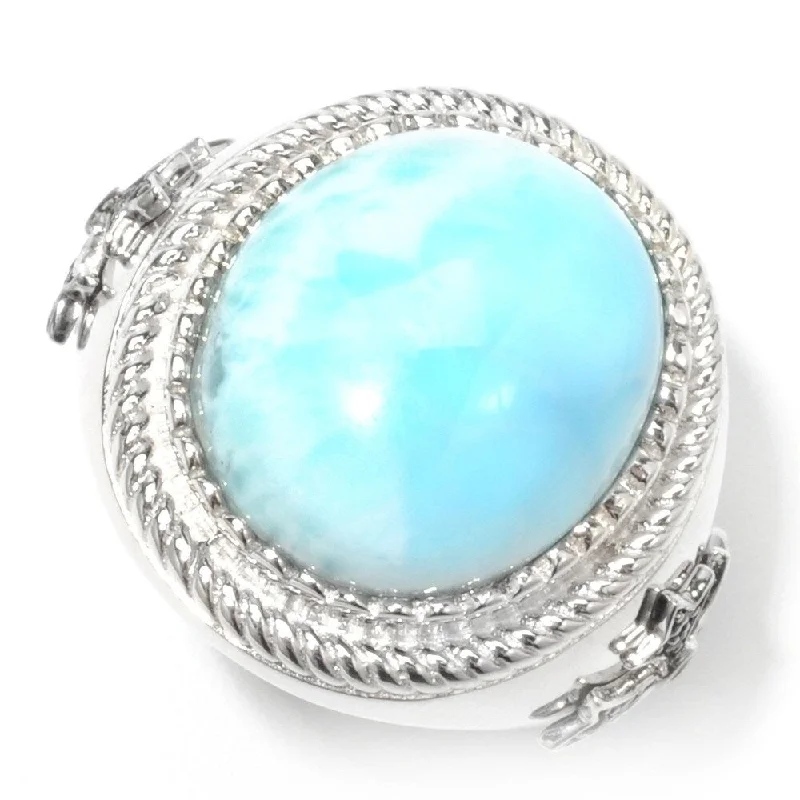 art deco amethyst ring-925 Sterling Silver Larimar Cocktail Ring