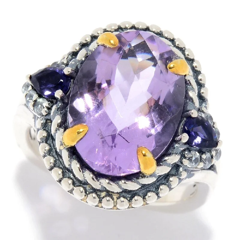 adjustable willow summit ring-925 Sterling Silver Pink Amethyst and White Natural Zircon Ring