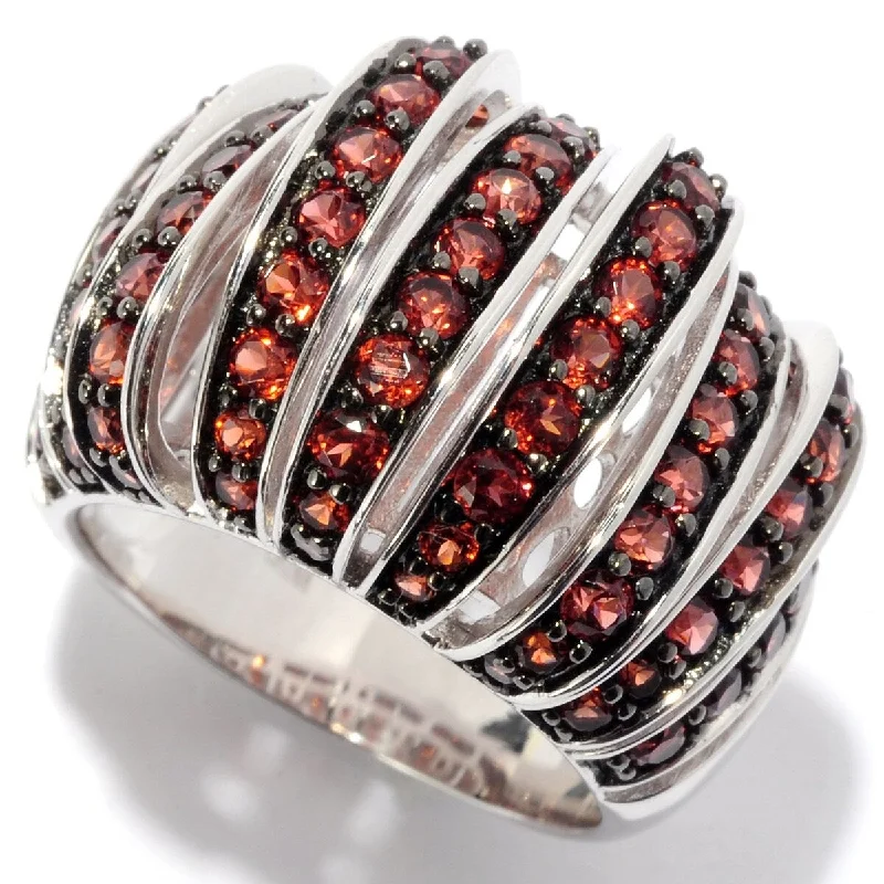 boho-inspired turquoise ring-925 Sterling Silver Red Garnet Gemstone Band Ring