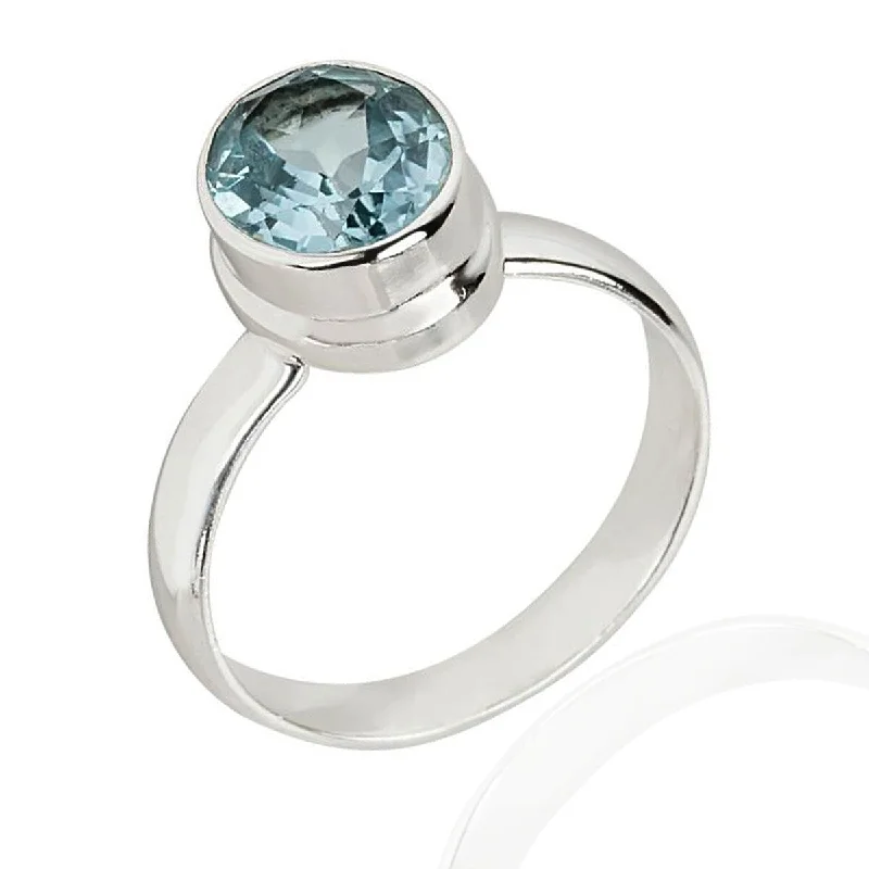 modern sleek peak ridge ring-925 Sterling Silver Sky Blue Topaz Solitaire Ring