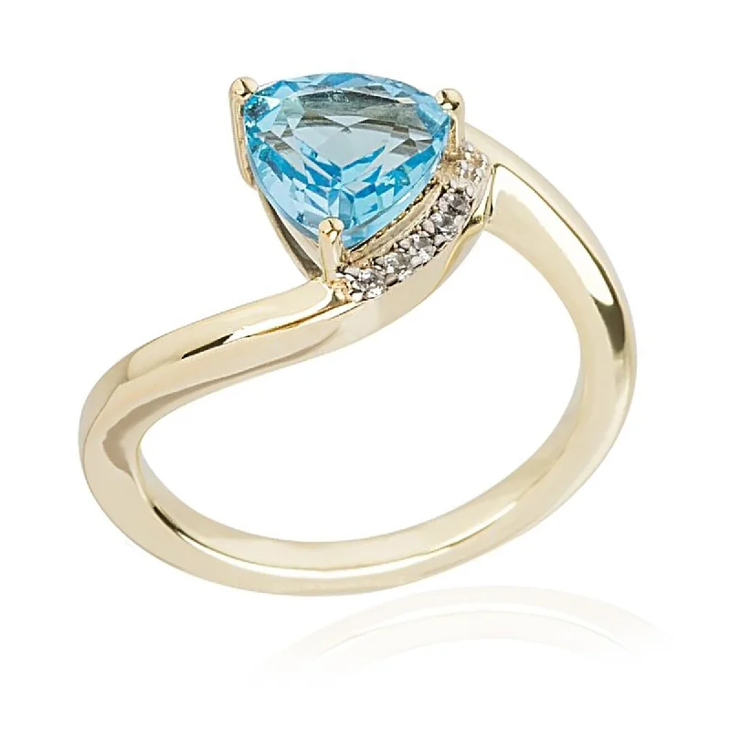 modern layered topaz ring-925 Sterling Silver Swiss Blue Topaz And White Natural Zircon Ring