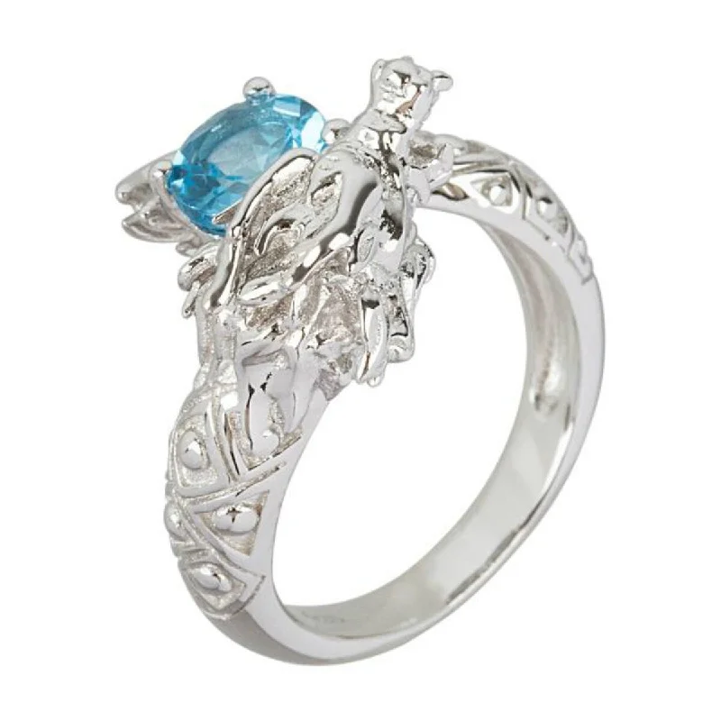 vintage-style jade ring-925 Sterling Silver Swiss Blue Topaz Ring