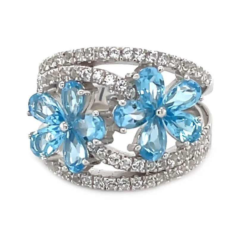 vintage-style opal ring-925 Sterling Silver Swiss Blue Topaz Ring