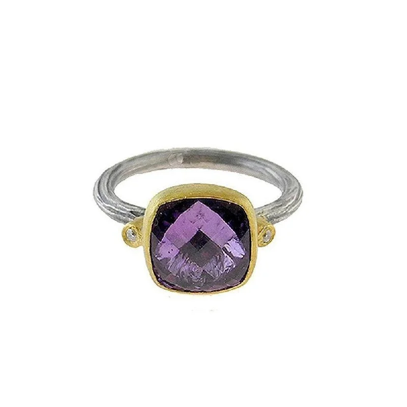 artisan-crafted rose ring-Amethyst Ring With Diamond