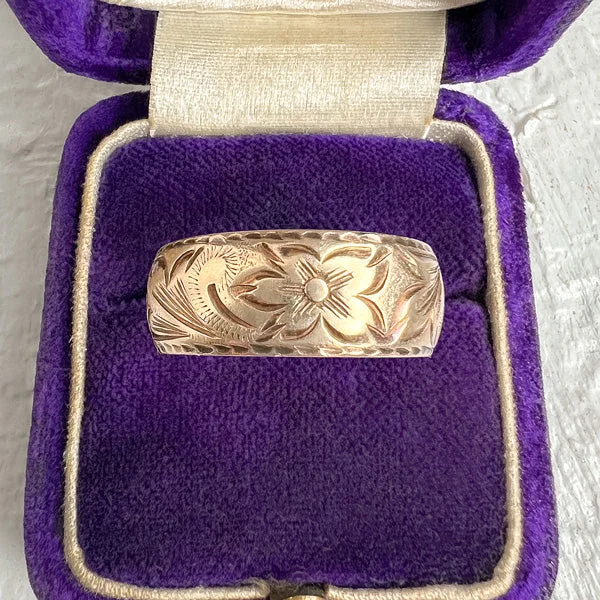 inscribed lineage ring-Antique Patterned Wedding Band