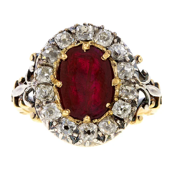 floral eternity sapphire ring-Antique Ruby & Diamond Ring