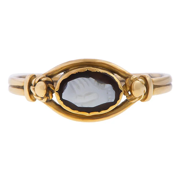 tarnished rose eternity ring-Antique Victorian Fede Cameo Ring