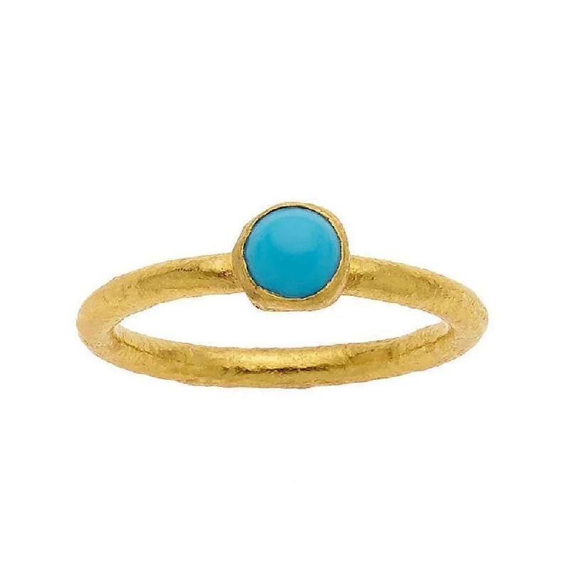 art deco opal ring-Ara 24k Gold Turquoise Stackable Ring 24k Gold