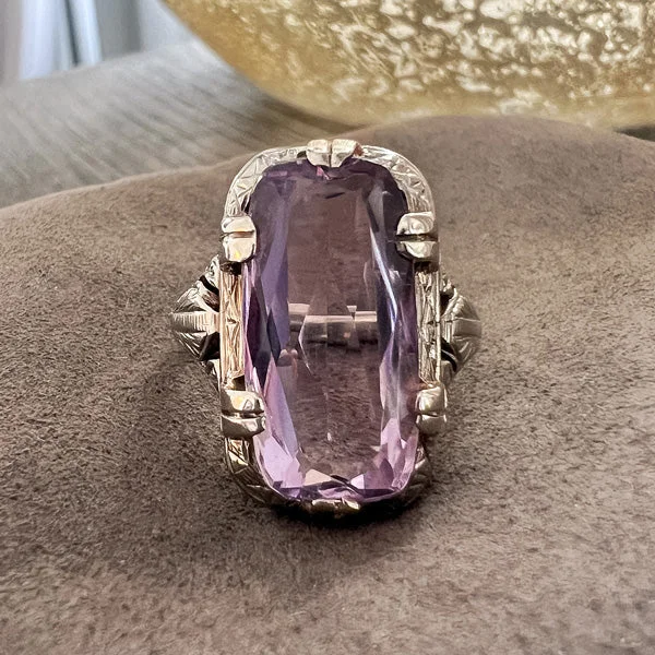 minimalist summit ridge ring-Art Deco Amethyst Ring