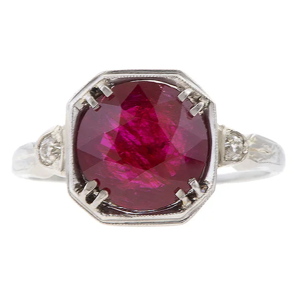 bold ruby cluster ring-Art Deco Ruby Ring, 2.73ct. (no heat)