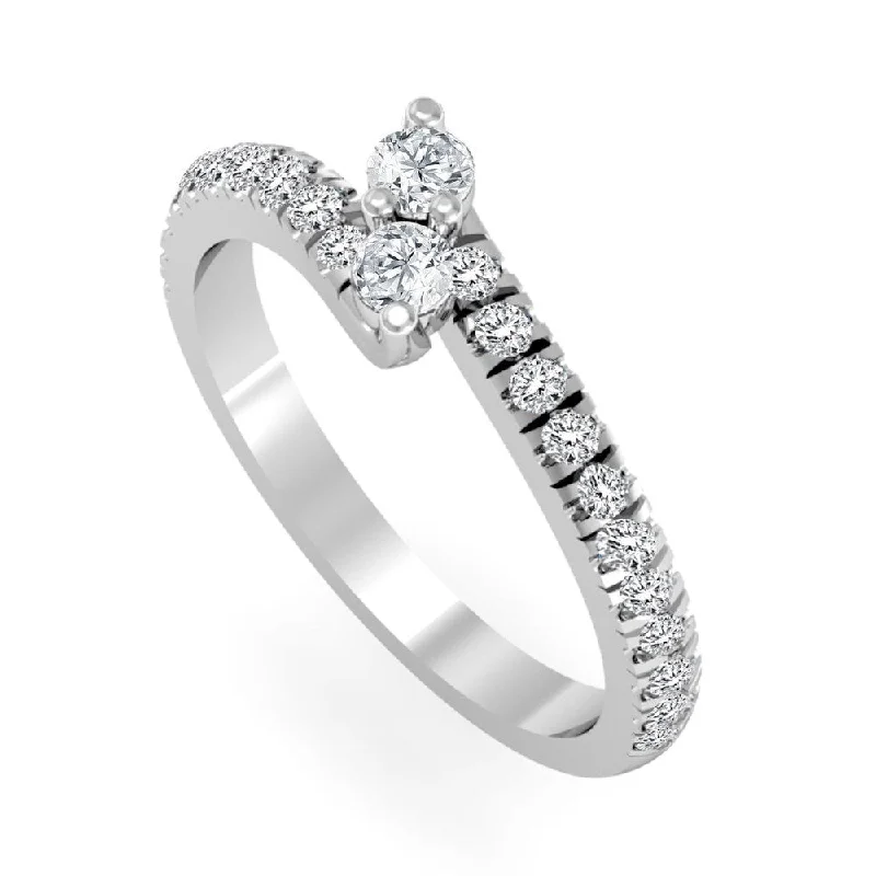 adjustable crest ridge ring-Auriya 14k Gold 1/2ctw Round Two-stone Diamond Engagement Ring (H-I, I1-I2)