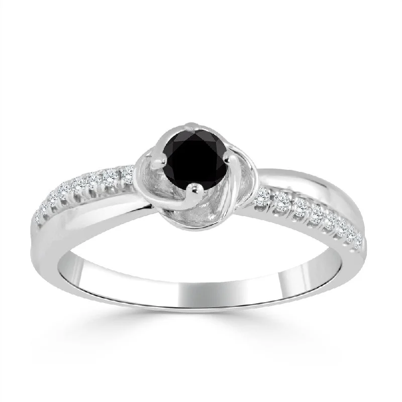 inscribed devotion ring-Auriya 14k Gold 1/3ct TDW Black and White Diamond Engagement Ring