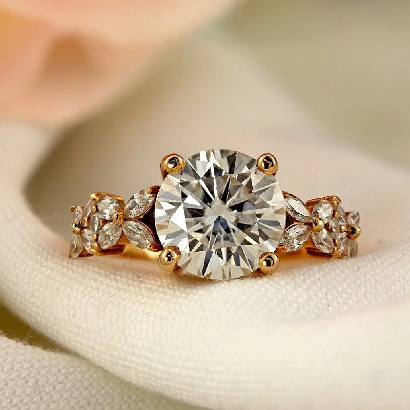 minimalist summit ridge ring-Auriya 14k Gold 1 carat TW Vintage Floral Diamond Engagement Ring