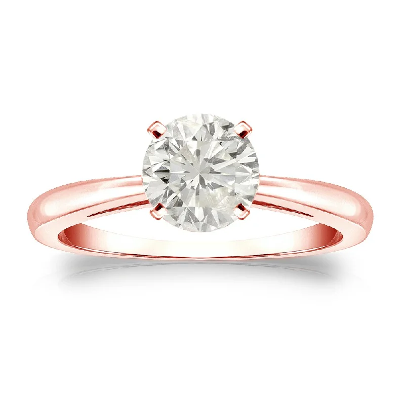 modern contoured band ring-Auriya 14k Gold 1ctw Round Solitaire Diamond Engagement Ring (J-K, I1-I2)