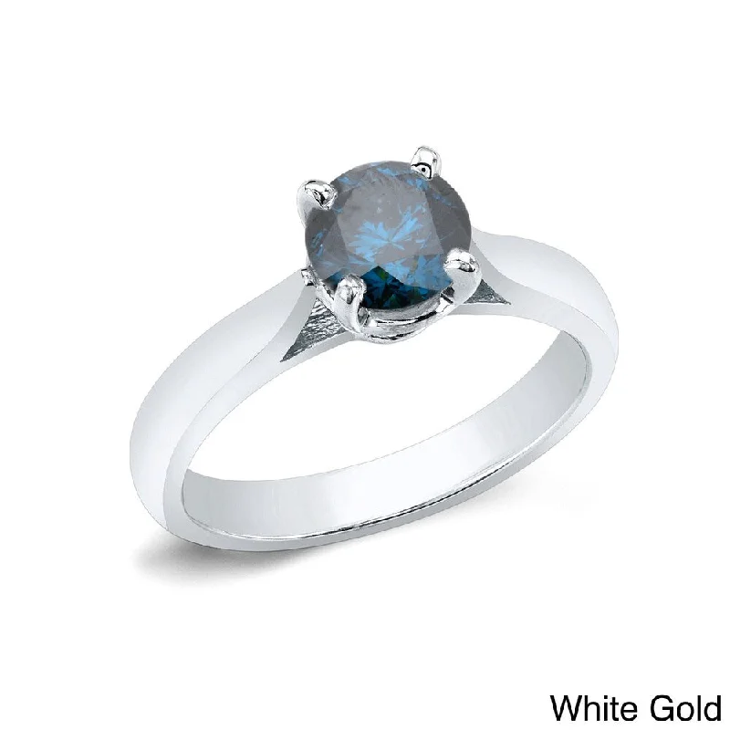 inscribed tradition ring-Auriya 14k Gold 1ctw Solitaire Blue Diamond Engagement Ring (I1-I2)