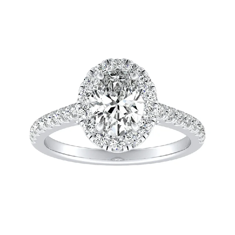 adjustable peak summit ring-Auriya 14k Gold 3/4ctw Oval-cut Halo Diamond Engagement Ring