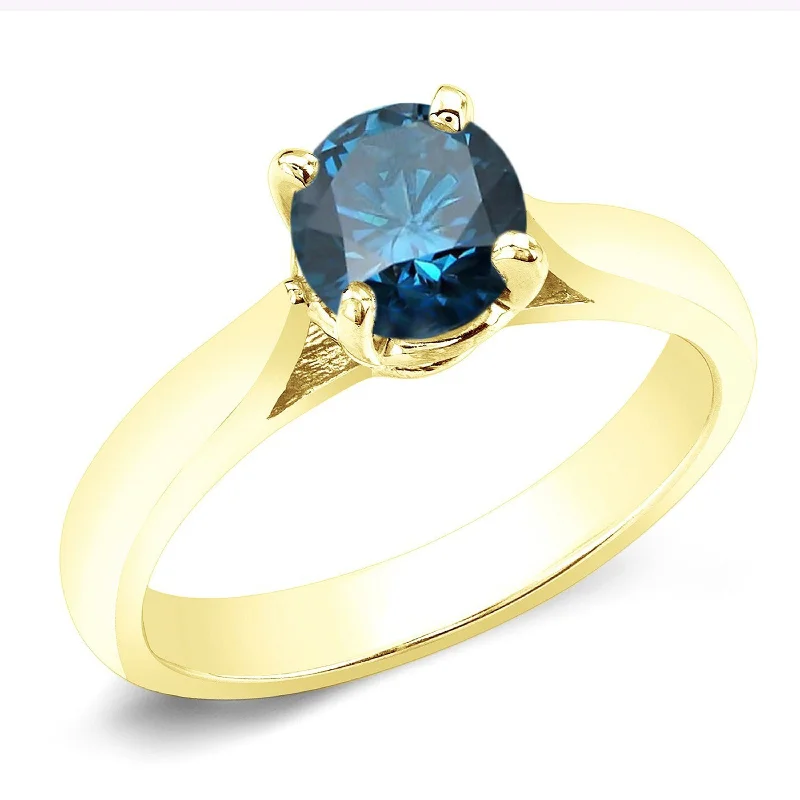 subtle branch design ring-Auriya 14k Gold 3/4ctw Solitaire Blue Diamond Engagement Ring (I1-I2)