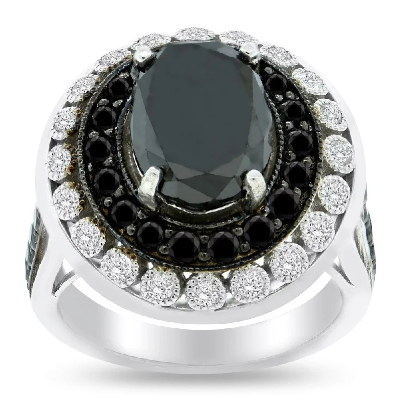 artisan-crafted rose ring-Auriya 14k Gold 4 3/4ct Black Diamond and 1ctw Round Diamond Engagement Ring (H-I, SI1-I1)