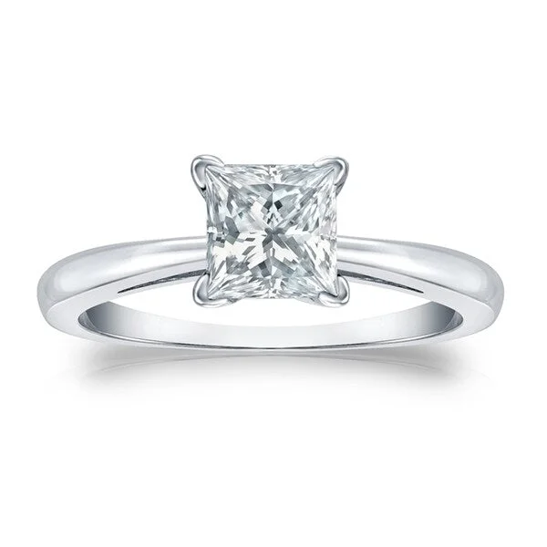 minimalist peak crest ring-Auriya 14k Gold GIA Certified 2.25-Carat TW Princess-Cut Solitaire Diamond Engagement Ring