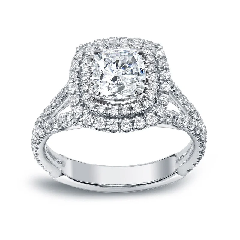 detailed filigree sapphire ring-Auriya 18k Gold 2 1/4 carat TW Cushion-cut Halo Diamond Engagement Ring H-I, VS1-VS2