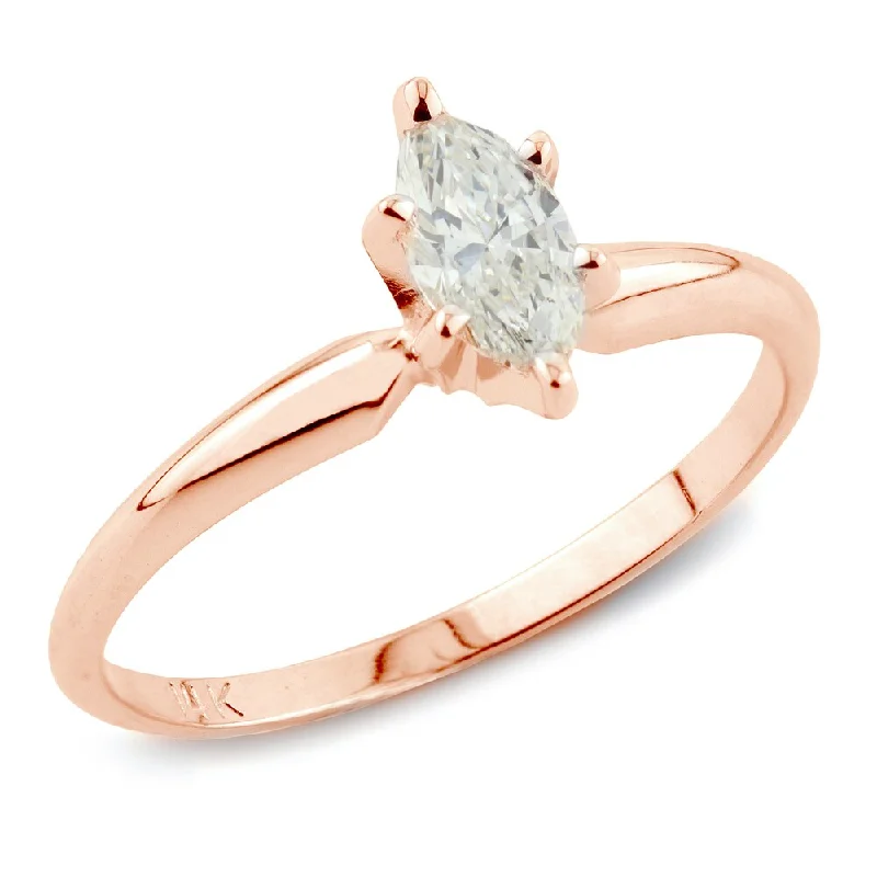 minimalist summit ridge ring-Auriya 1ct TDW Marquise Solitaire Diamond Engagement Ring 14k Rose Gold