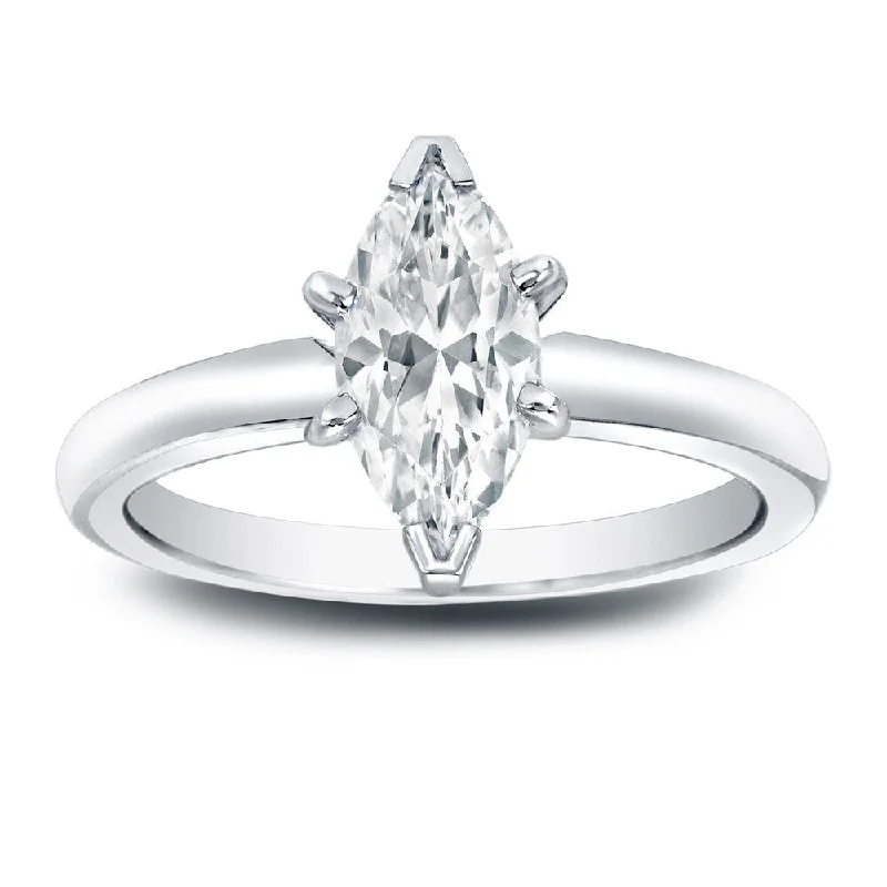 inscribed ancestry ring-Auriya 1ctw Solitaire Marquise Diamond Engagement Ring Platinum (I-J, I1-I2)