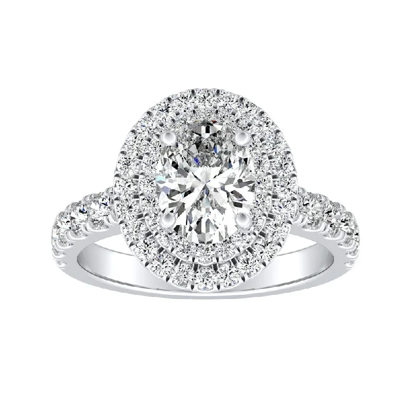 inscribed forever ring-Auriya Platinum 1 1/2ctw Oval-cut Halo Diamond Engagement Ring (I-J, I1-I2)