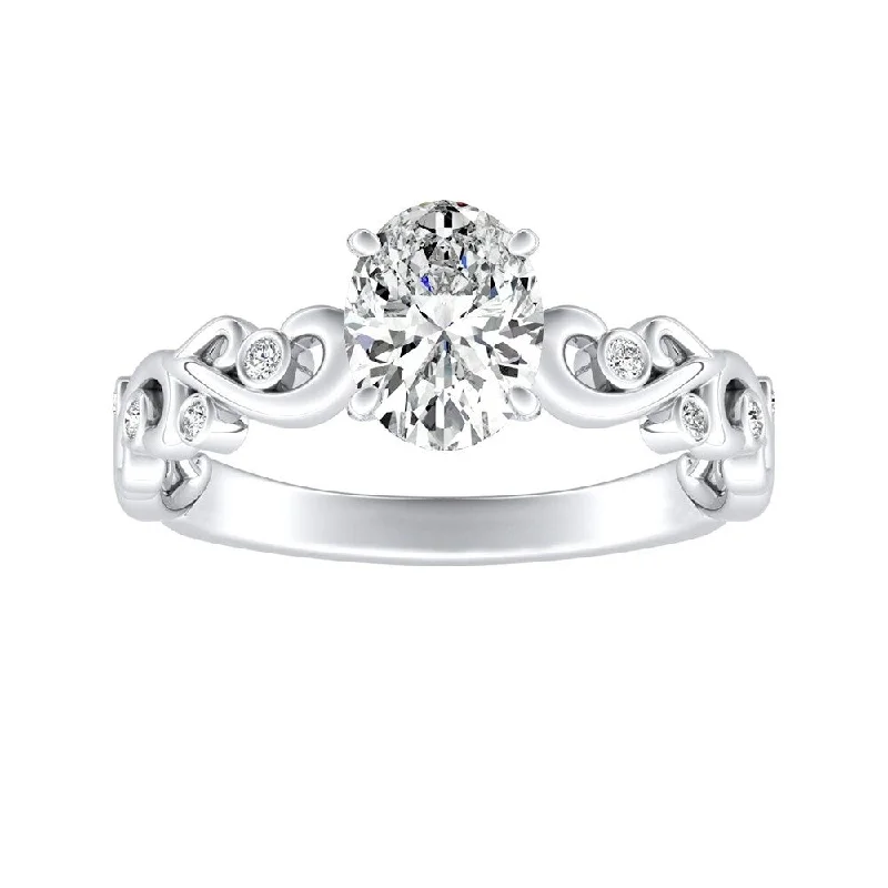 subtle branch design ring-Auriya Platinum 1/2ctw Vintage Oval-cut Solitaire Diamond Engagement Ring