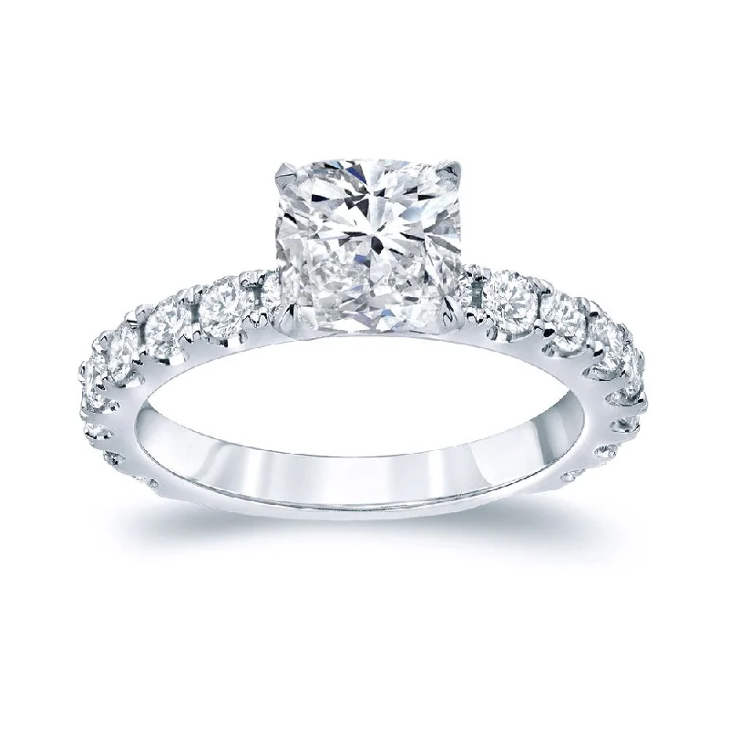 inscribed legacy ring-Auriya Platinum 2 1/2ctw Cushion-cut Diamond Engagement Ring Certified (H-I, SI1-SI2)