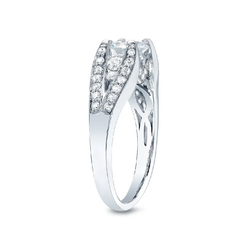 modern contoured band ring-Auriya Unique 1 3/4ctw Round Diamond Engagement Ring 14k Gold Certified (H-I, SI1-SI2)